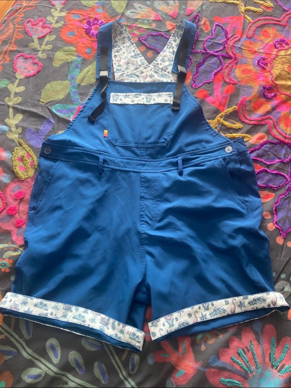 YoColorado Women’s Flamingo Rove Short Overalls XL Shortalls Excellent Condition
